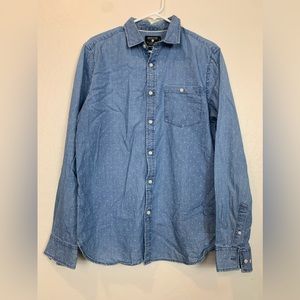 Mens Denim & Flower Long Sleeve Denim Button Up size Large